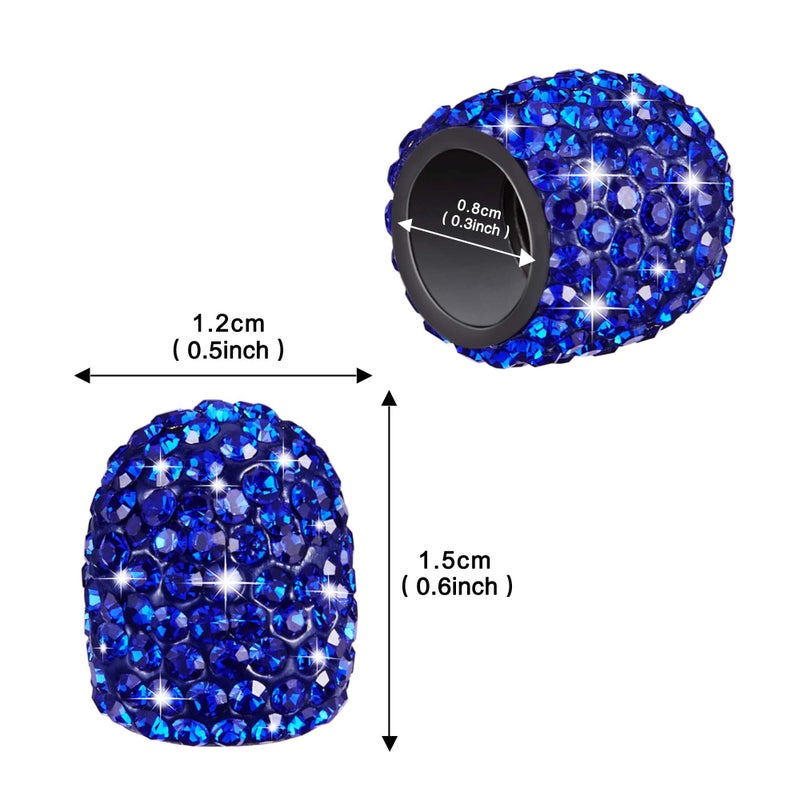WINKA 4Pcs Bling Car Tire Valve Stem Caps Diamond Bling Dustproof Car Wheel Tire Valve Caps Crystal Decor Universal Shiny Wheel Stem Valve Exterior Accessories for Cars,SUV,Bikes etc (Navy Blue) - Image 2